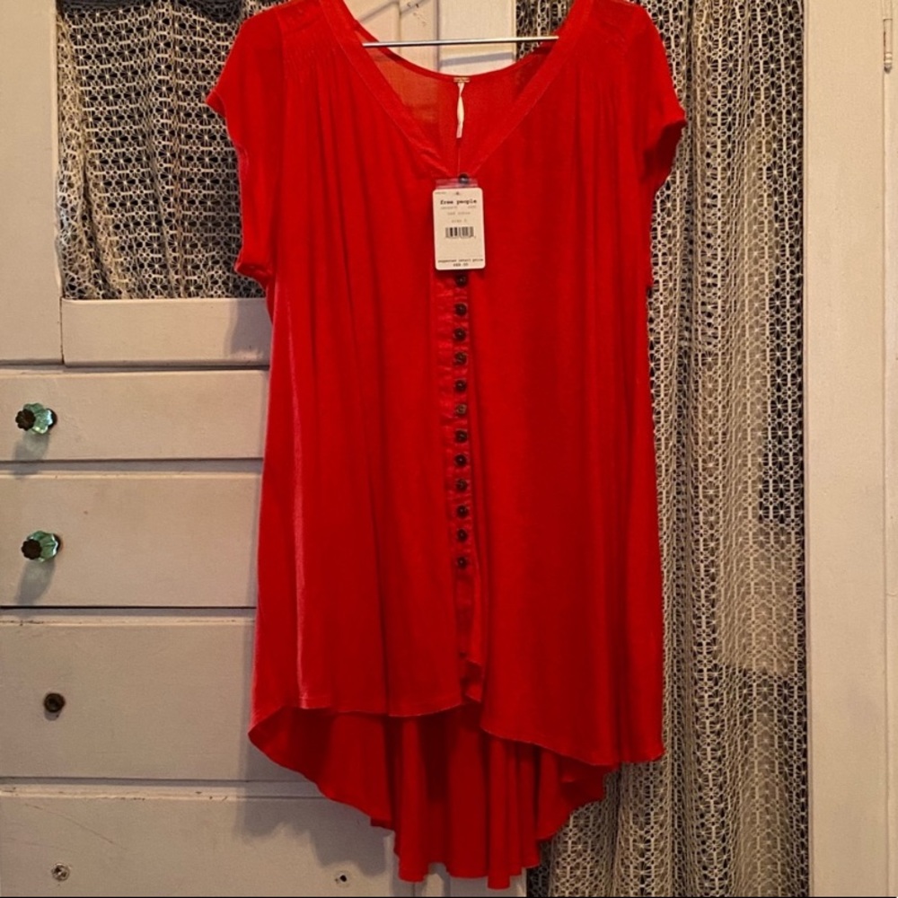 Free People Oversized Highland Top - NWT Red Lotus